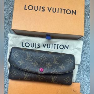 Authentic Louis Vuitton Emilie Wallet in Monogram and Fuschia
